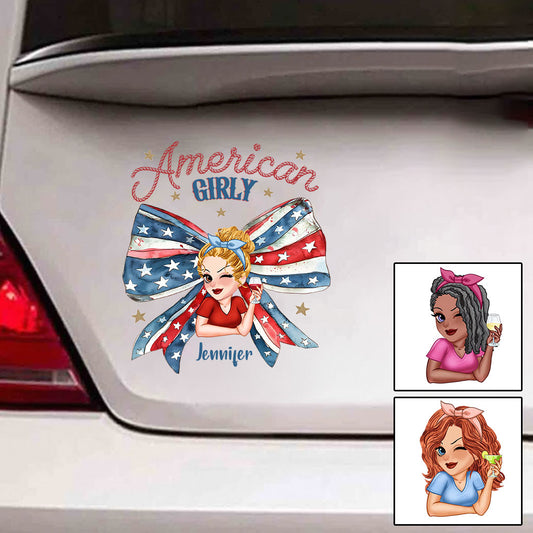 Coquette American Girl - Personalisierter Aufkleber zum Unabhängigkeitstag/4. Juli (Vollversion)