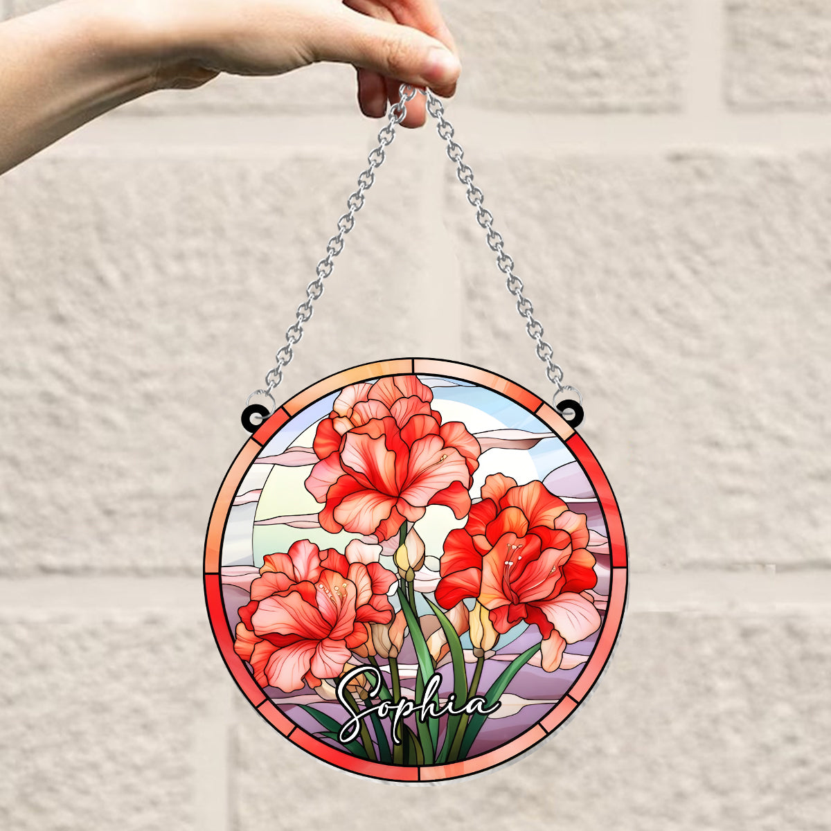 Geburtsmonatsblumen aus Buntglas – Personalisierter Geburtstags-Fensterhänger als Sonnenfänger 