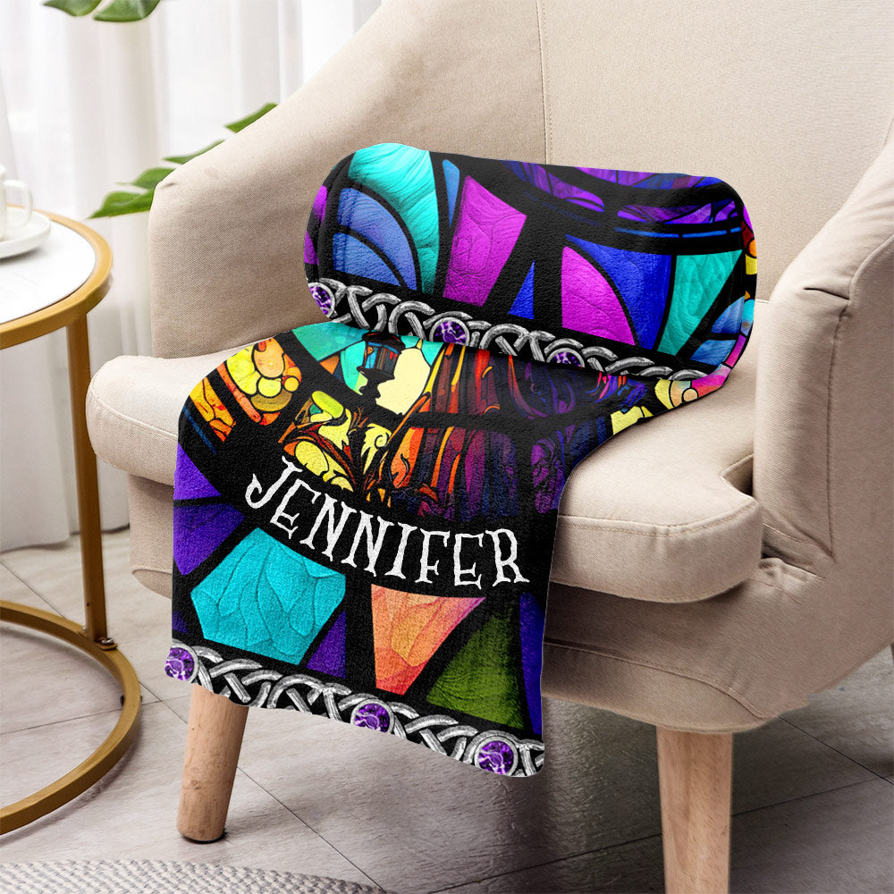 Mystische Hexendecke aus lila Buntglas – personalisierte Hexendecke