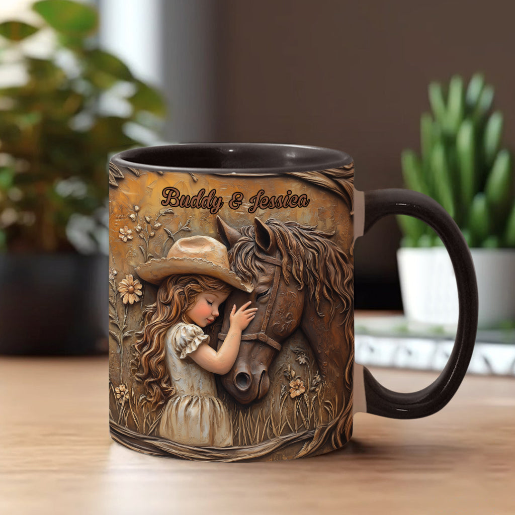 Einfach ein Mädchen, das Pferde liebt – personalisierte Tasse mit Pferdemotiv