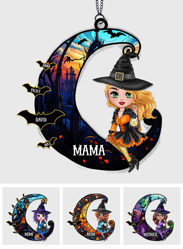 Gruselige Mama – Personalisierter Fensterhänger mit Sonnenfänger-Motiv