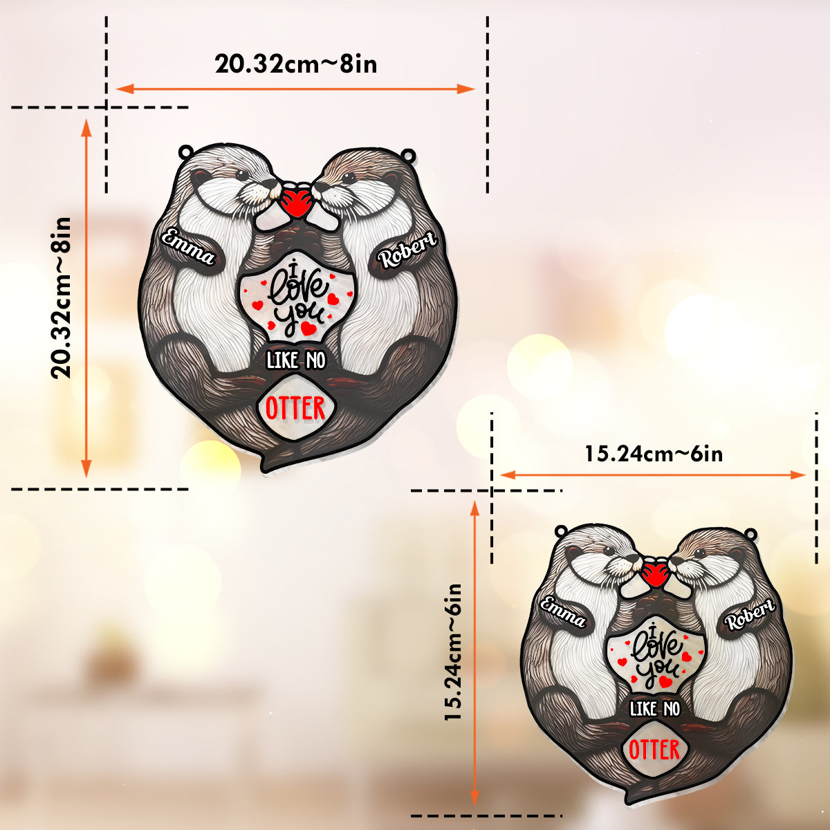 Ich liebe dich wie kein Otter – Personalisierter Fensterhänger für Paare 
