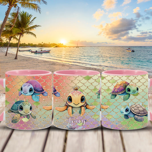 Niedliche Schildkröten – Personalisierte Tasse mit Schildkrötenmotiv