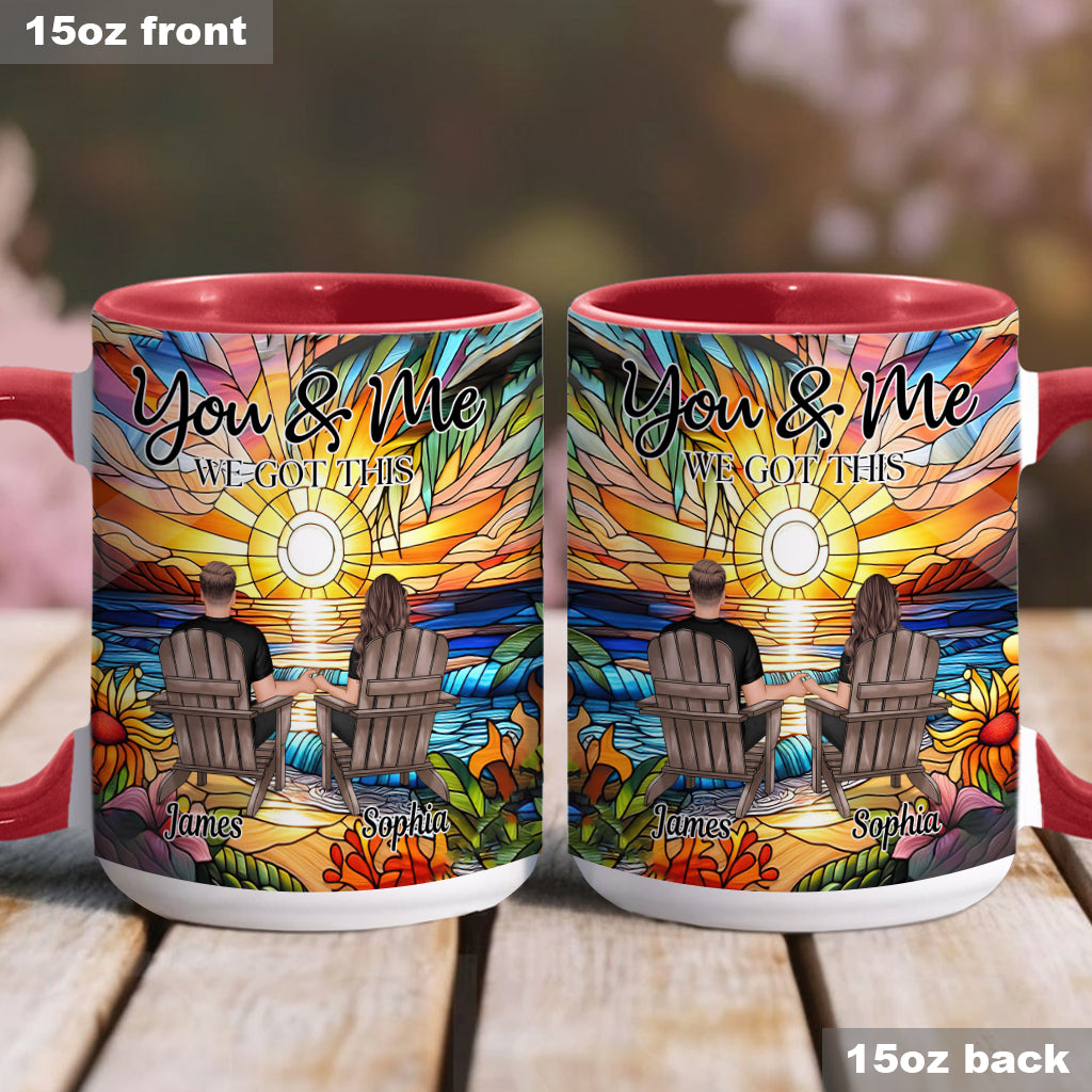 „Du und ich, wir schaffen das“ – personalisierte Tasse für Paare