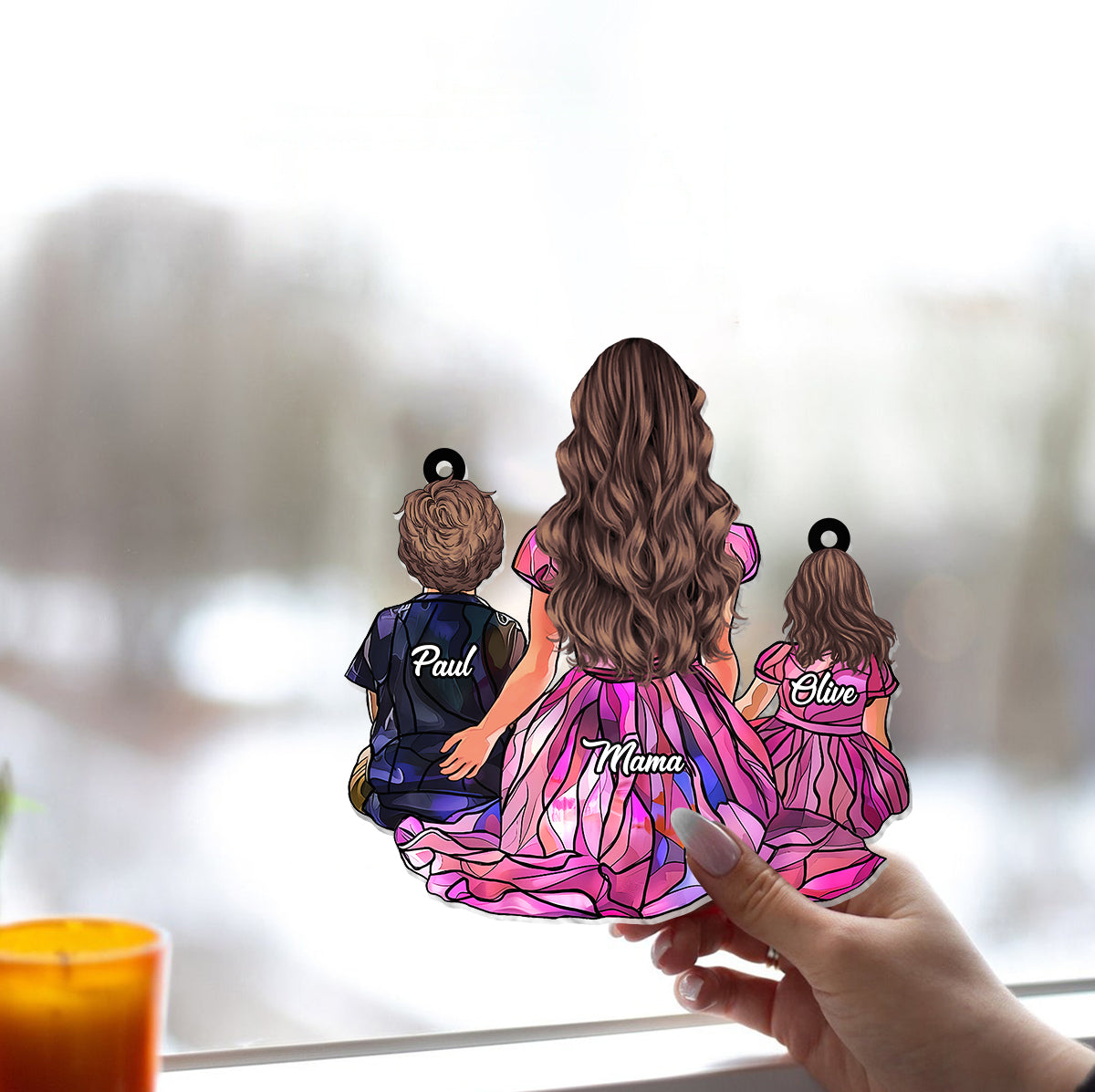 Familiengeschenk – Personalisierter Familien-Fensterhänger-Sonnenfänger