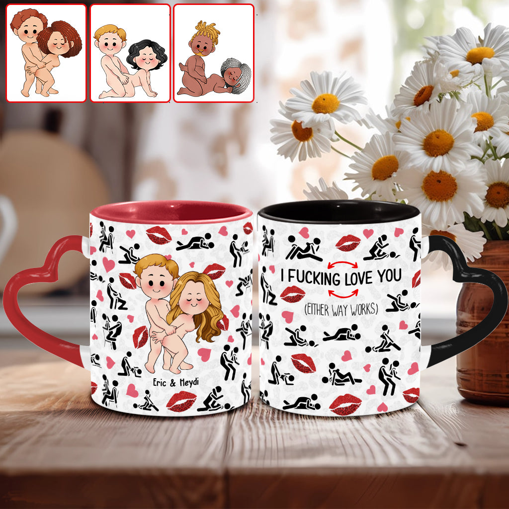 Ich liebe dich – Personalisierte Tasse mit Herzgriff für Paare