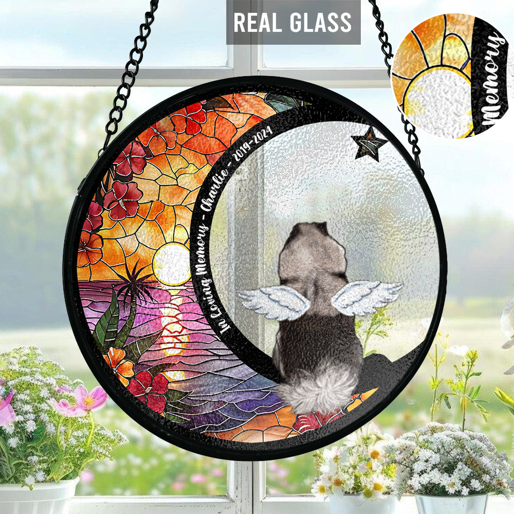 In liebevoller Erinnerung – Personalisierter Hunde-Sonnenfänger aus Buntglas