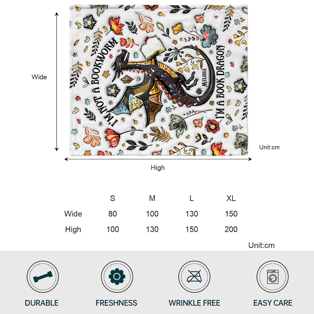 Ich bin kein Bücherwurm, ich bin ein Bücherdrache – Personalisierte Bücherdecke