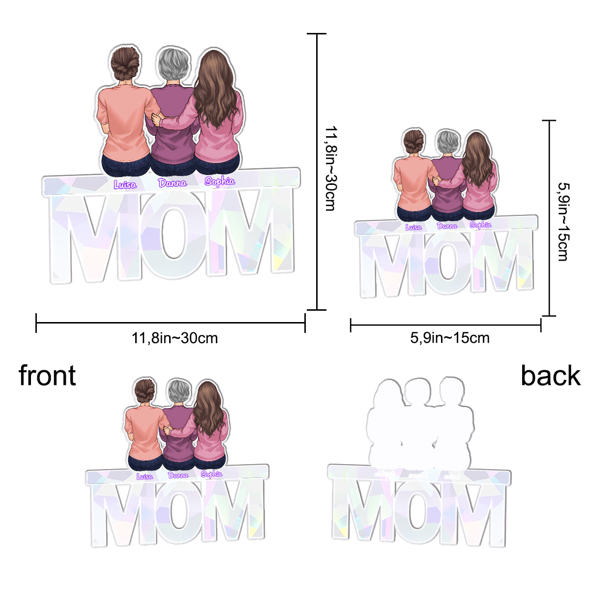 Ich liebe dich, Mama – Personalisierter Sonnenfänger-Aufkleber für Mutter