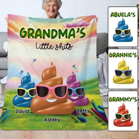 Grandma's Little Shit - Personalized Grandma Blanket