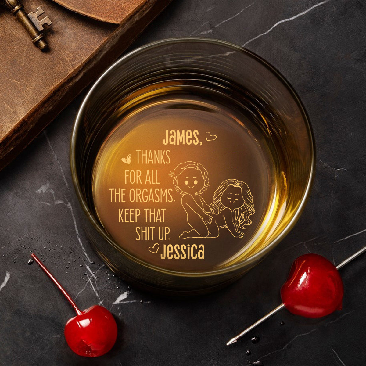 Danke für den Orgasmus – Personalisiertes Whiskyglas für Paare mit Gravur