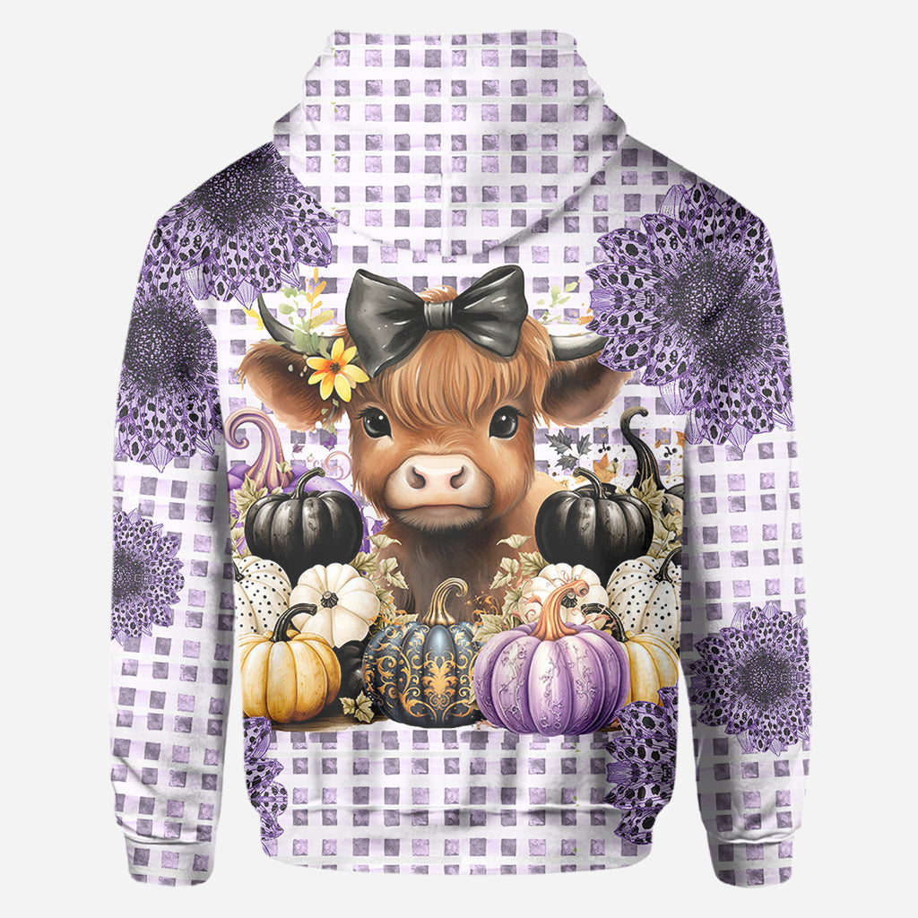 Cute Baby Highland Cow Fall Pumpkins - Personalized All Over Shirt