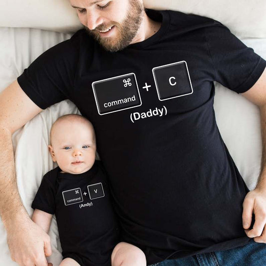 Wie der Vater, so die Tochter – Lustiges personalisiertes Vater-T-Shirt und Baby-Body