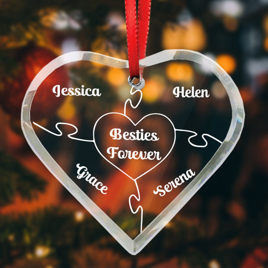 Teile meines Herzens – Personalisierter herzförmiger Glasanhänger für die beste Freundin