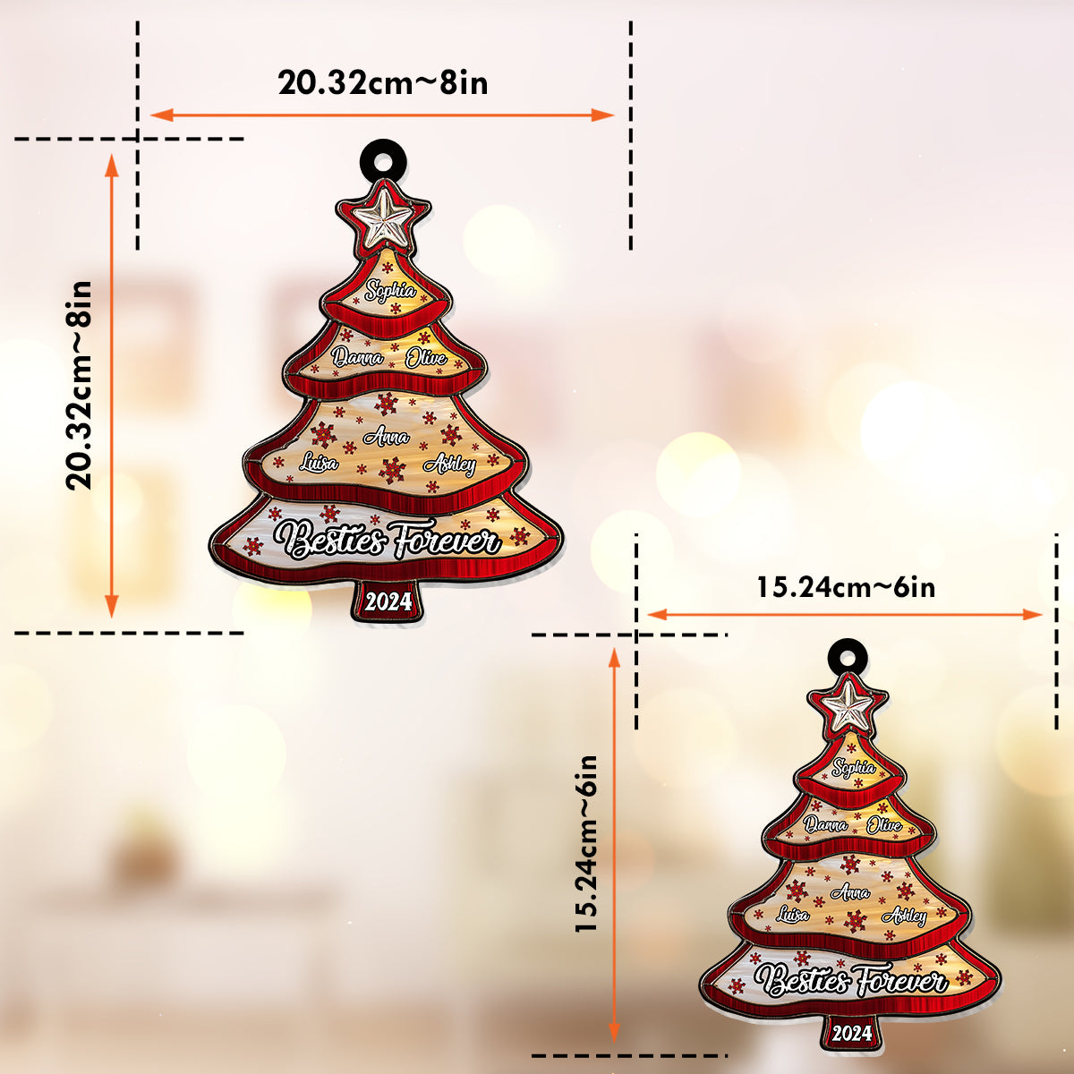 Für immer beste Freundinnen – Personalisierter Fensterhänger mit Sonnenfänger-Dekoration für beste Freundinnen 