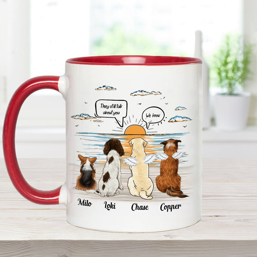 Sie reden immer noch über dich – personalisierte Tasse mit Hundemotiv