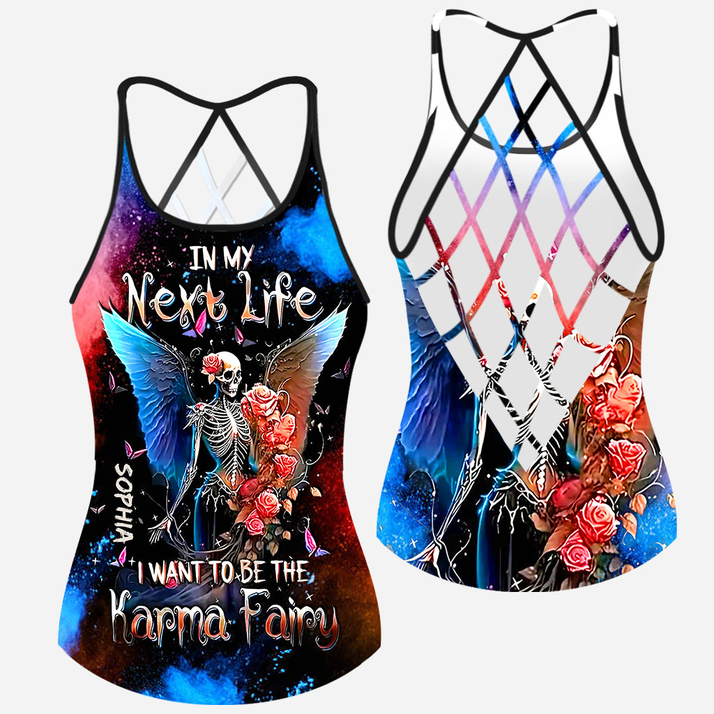 In My Next Life I Want To Be The Karma Fairy - Personalized Skull Cross Tank Top