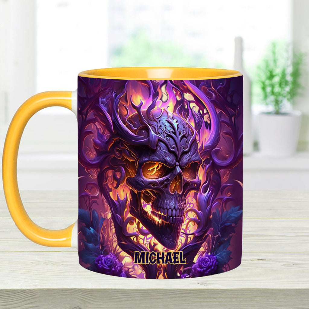 Feuer und Wut – Personalisierte Tasse mit Totenkopf-Akzent