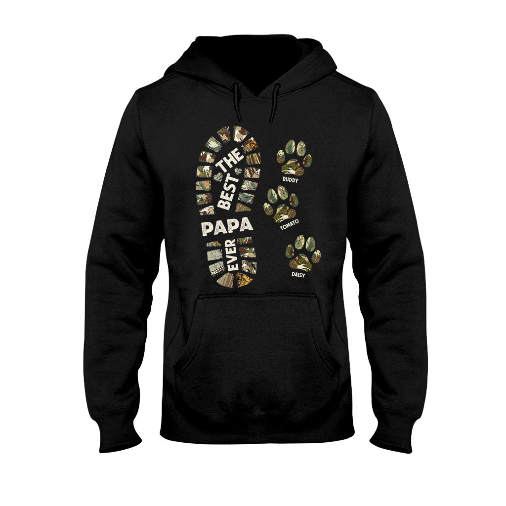 Papa-Pfotenabdrücke – Personalisiertes Vater-T-Shirt und Hoodie