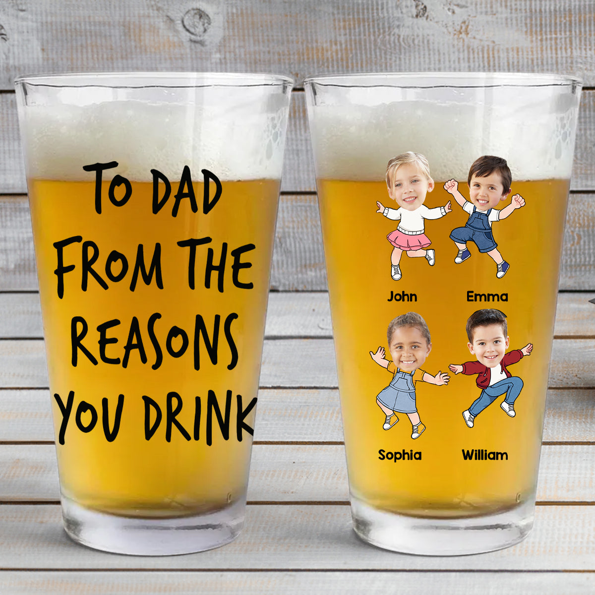 Gründe zum Trinken – Personalisiertes Vater-Bierglas