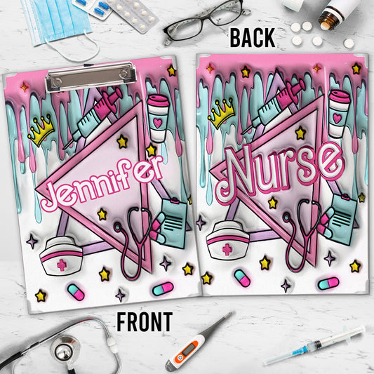 Nurse Life Pink – Personalisiertes Klemmbrett für Krankenschwestern