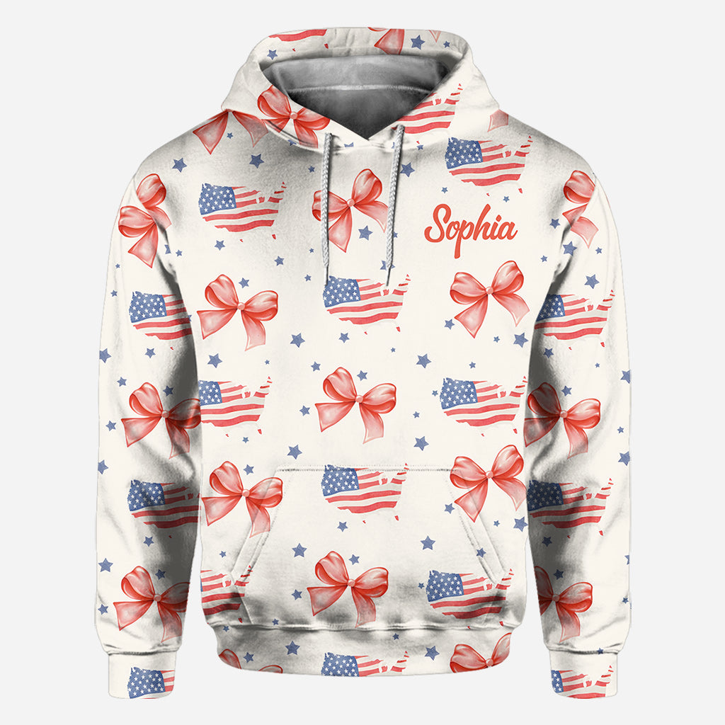 Coquette American Girl - Personalized Independence Day/ 4th of July All Over Shirt