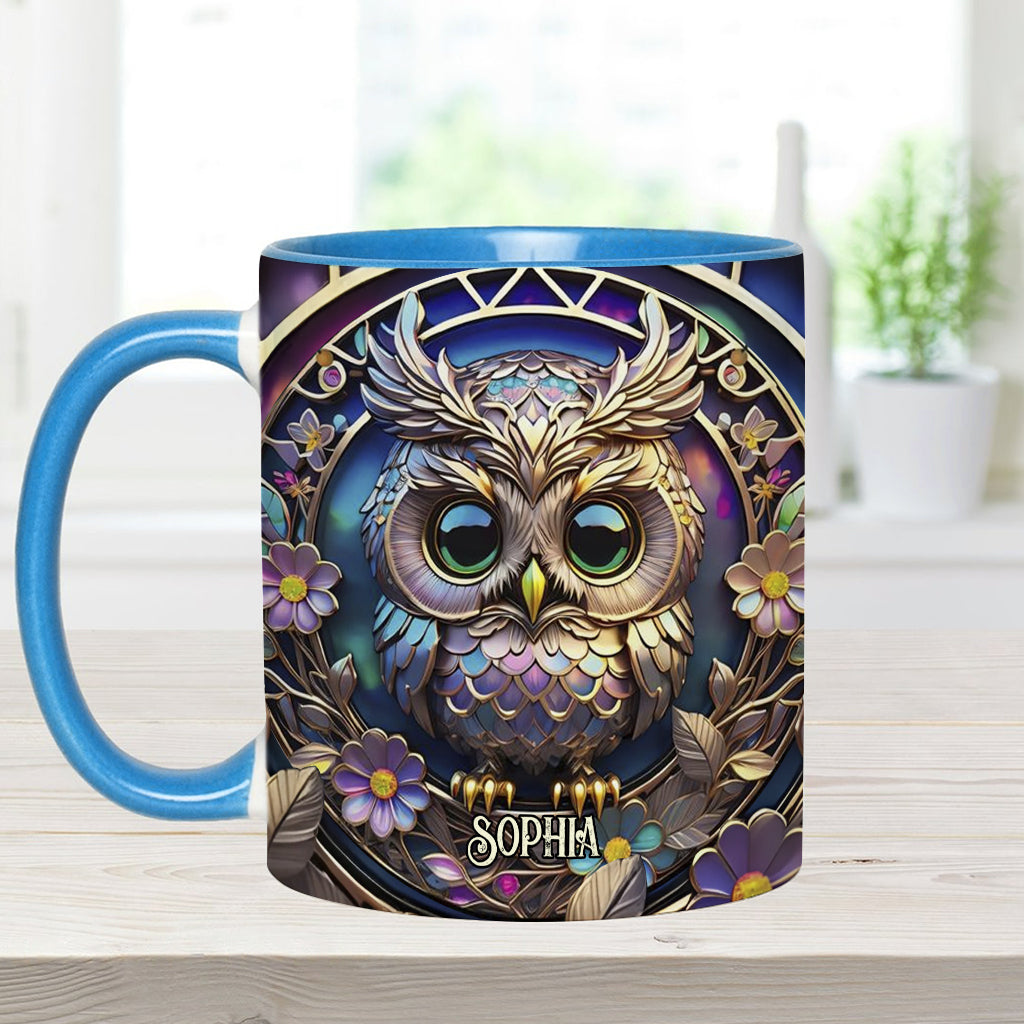 Colorful Owl - Personalized Owl Accent Mug
