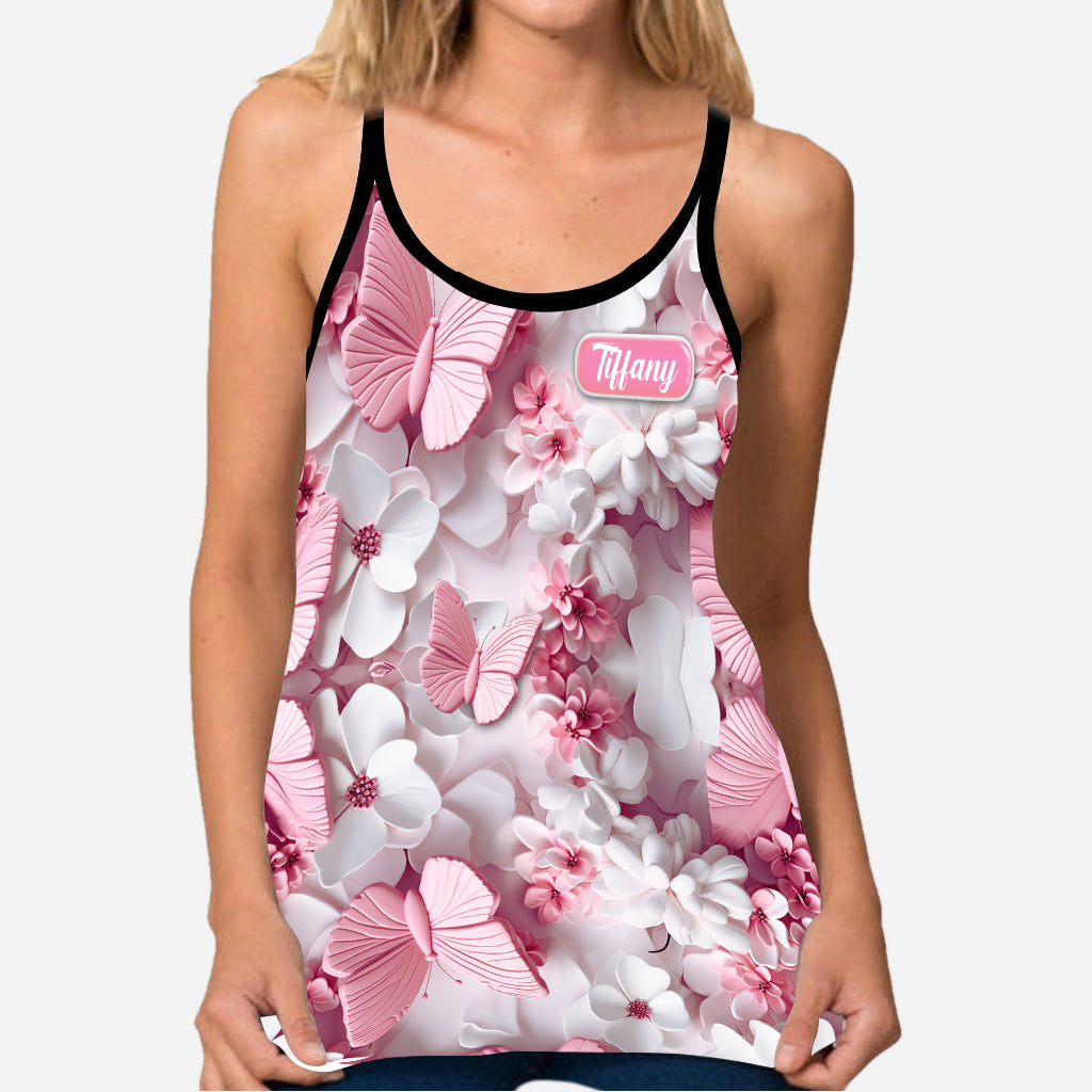 Wunderschöne Schmetterlinge – Personalisiertes Tanktop mit Schmetterlingskreuz