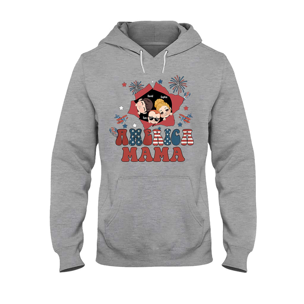 Amerikanische Mama – Beliebiger Titel, Vintage-Retro-Stil – Personalisiertes Mutter-T-Shirt und Hoodie