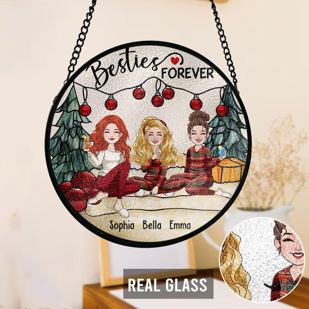 Schwestern für immer – Personalisierter Buntglas-Sonnenfänger „Beste Freundin“