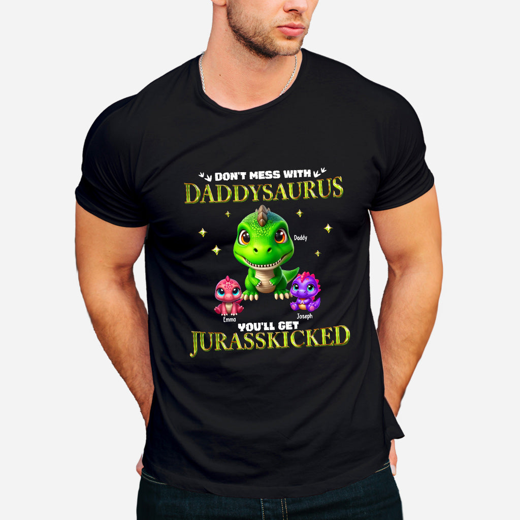 Daddysaurus Grandpasaurus 3D-Dinosaurier – Personalisiertes Vater-T-Shirt und Hoodie