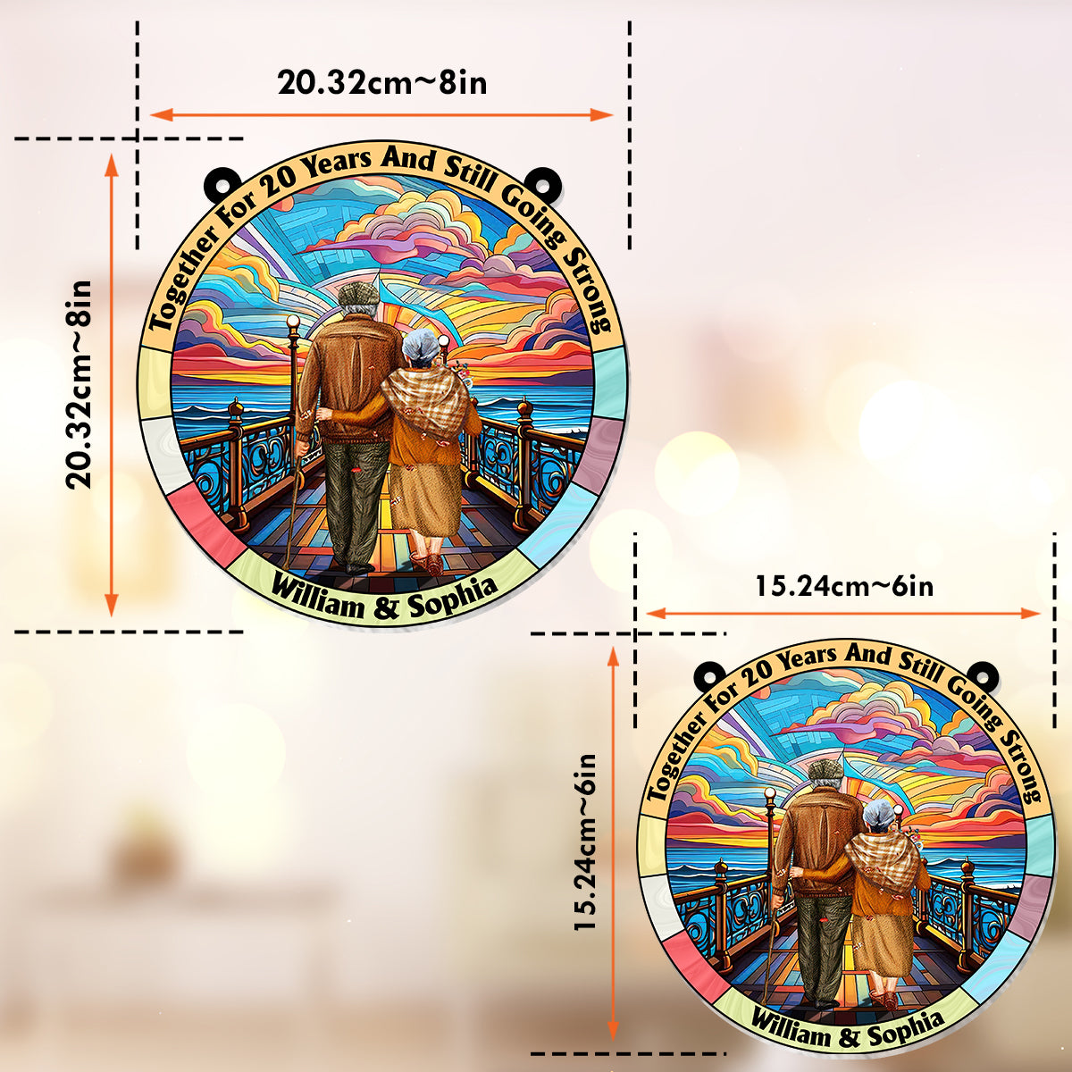 From Our First Kiss Till Our Last Breath - Personalized Couple Window Hanging Suncatcher Ornament