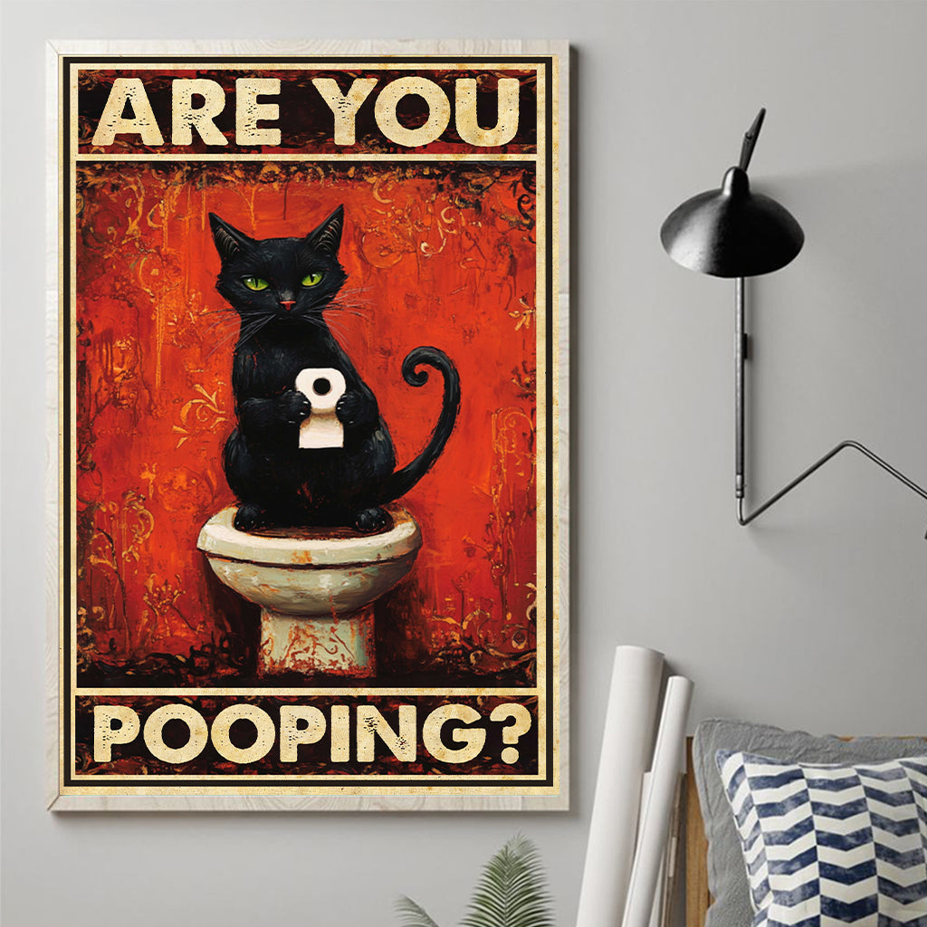 Machst du Pipi? - Leinwandbild und Poster mit schwarzer Katze