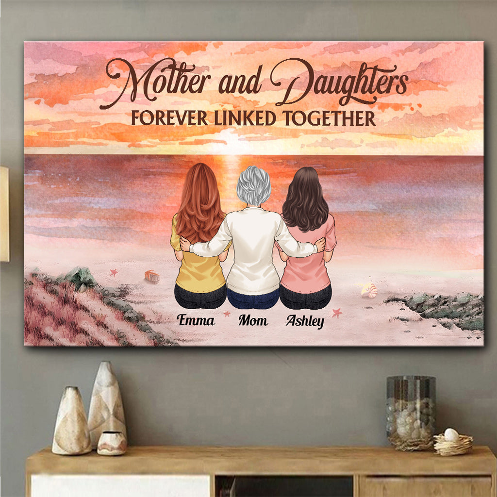 Mutter und Töchter – für immer verbunden – Personalisierte Leinwand und Poster für Mütter