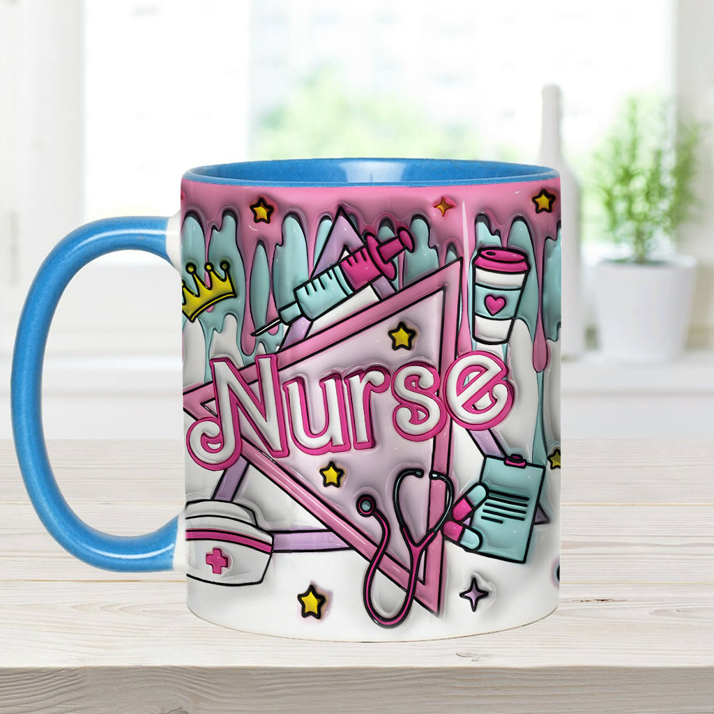 Krankenschwester-Puppe in Rosa - Personalisierte Tasse mit Krankenschwester-Motiv