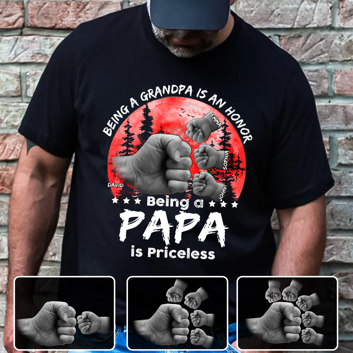 Father Son Red Moon Fist Bump - Personalized Father T-shirt And Hoodie