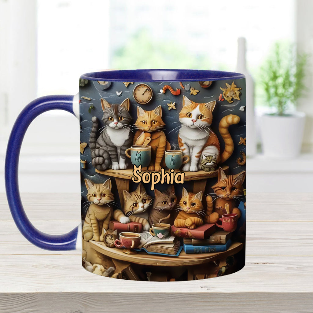 Einfach Katzen lieben – Personalisierte Tasse im Vintage-Stil mit Katzenmotiv