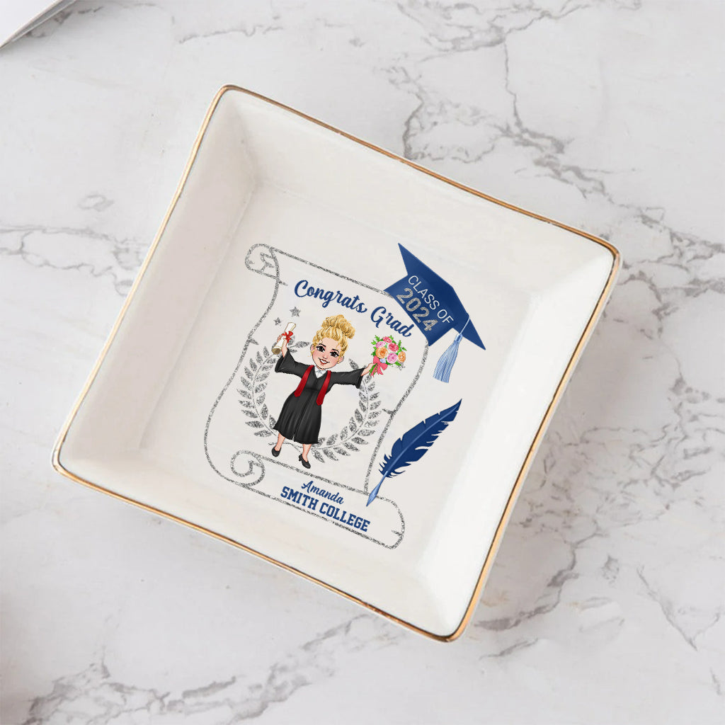 Class of 2024 Graduation Gift for Daughter Granddaughter - Personalized Graduation Jewelry Dish