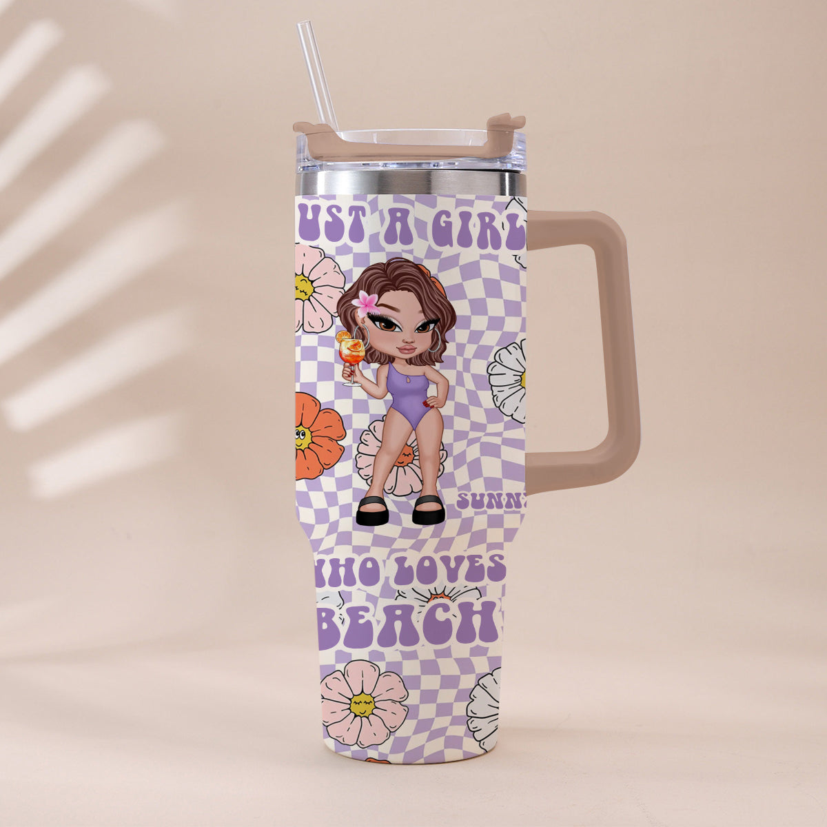 Feral Girl Summer - Personalized Sea Lover Tumbler With Handle