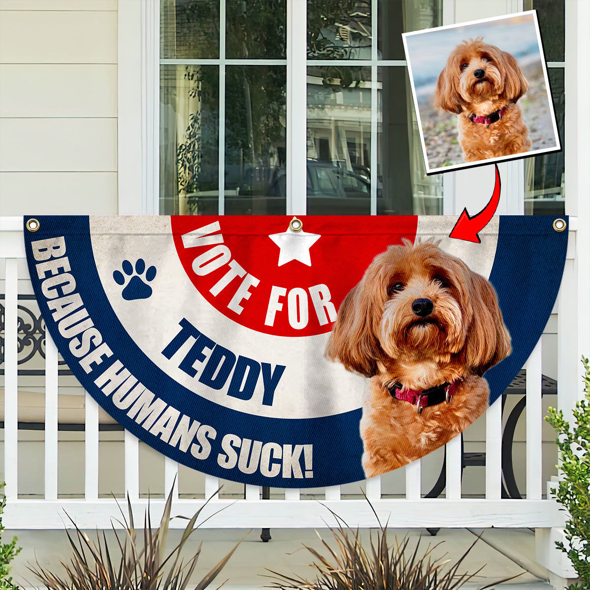 Stimme für mein Fellbaby ab! Jedes Foto - Personalisierte Hunde-Faltfahne