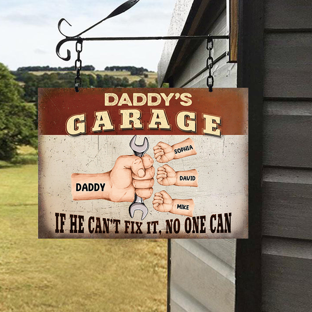 Daddy's Garage - Personalisiertes rechteckiges Metallschild für Väter