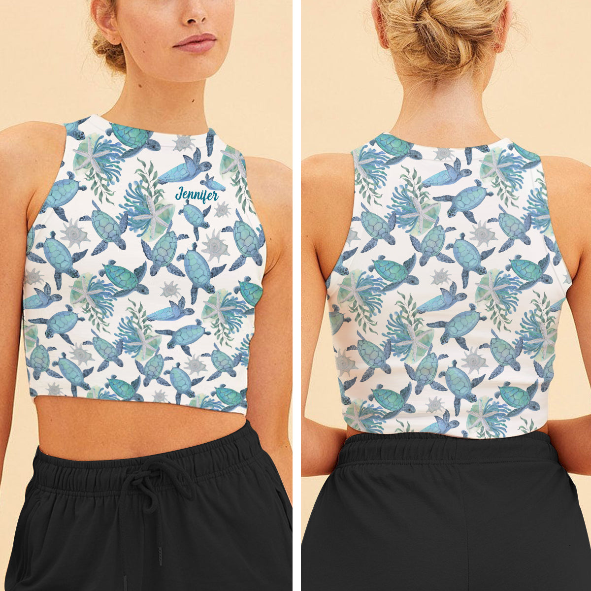 Ich liebe Schildkröten – personalisiertes Schildkröten-Crop-Top