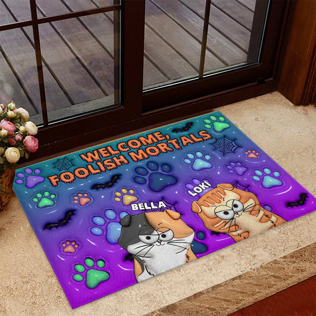 Welcome Foolish Mortals - Personalized Cat Doormat