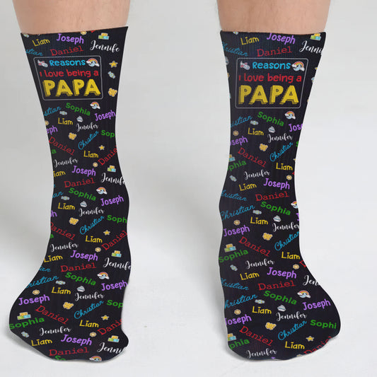 Reasons I Love Being A Grandpa - Personalized Grandpa Socks