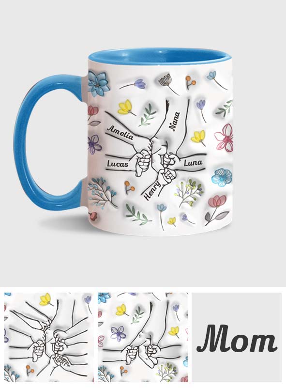 Händchenhaltende Oma, Mama, Nana – Personalisierte Tasse mit Oma-Akzent