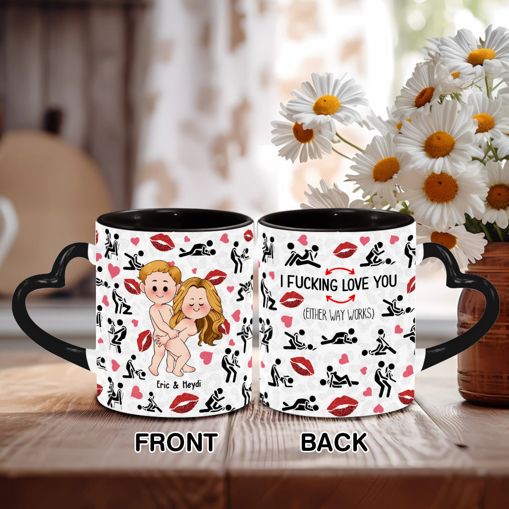 Ich liebe dich – Personalisierte Tasse mit Herzgriff für Paare
