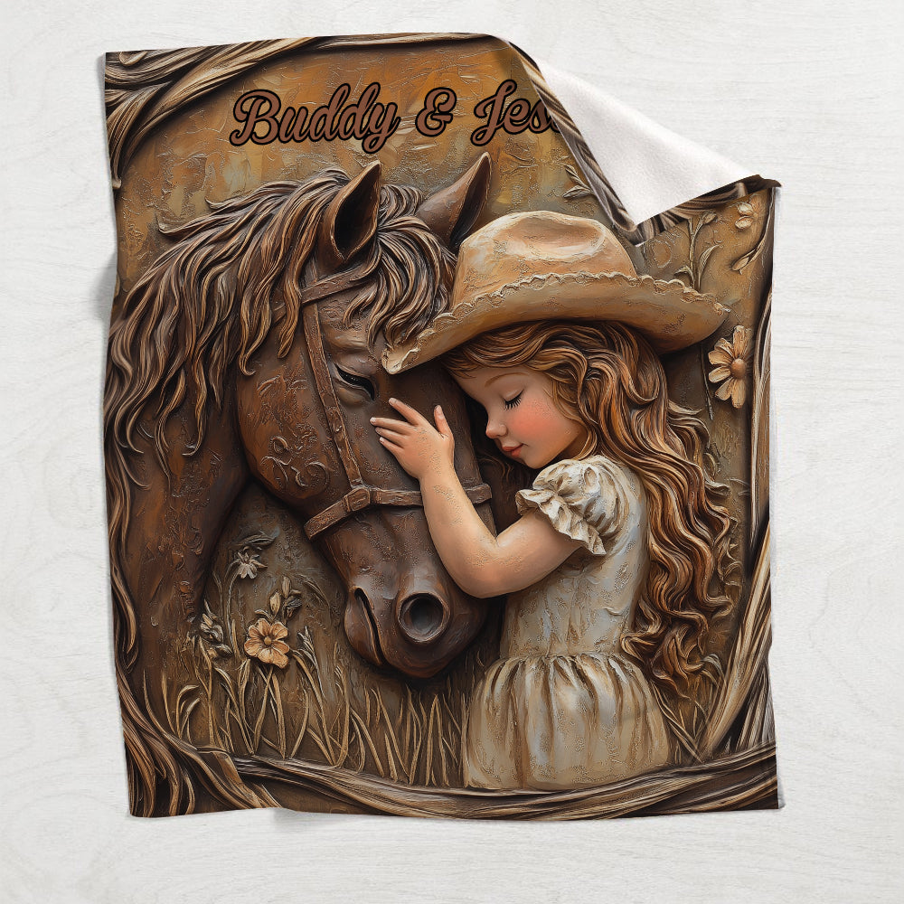 Einfach ein Mädchen, das Pferde liebt – personalisierte Pferdedecke