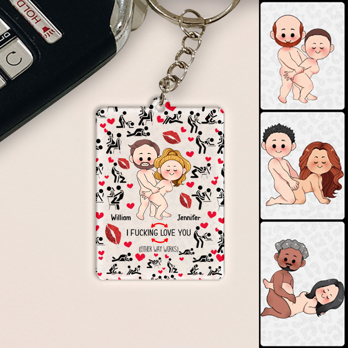 Lustiger „Ich liebe dich“-Schlüsselanhänger für Paare – personalisierbar