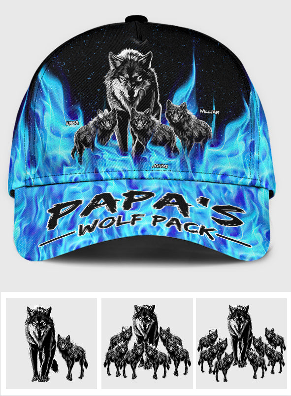 Grandpa's Wolf Pack Blue Flames - Personalisierte Grandpa Classic Cap