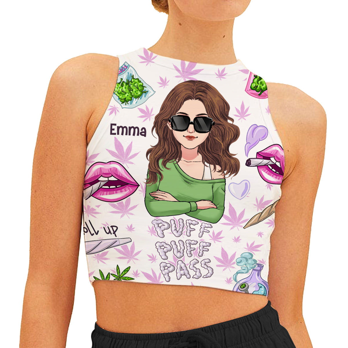 Puff Puff Pass - Personalized Weed Crop Tank Top
